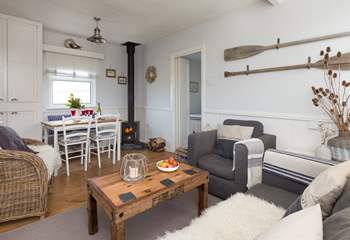 There is such a stylish but cosy interior at this cottage, with the bonus of a wood-burning stove for out-of-season holidays here.