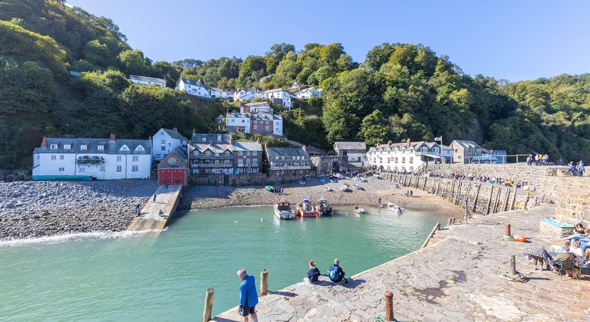 Sit by the harbour at Clovelly and take in the lovely view of the village.