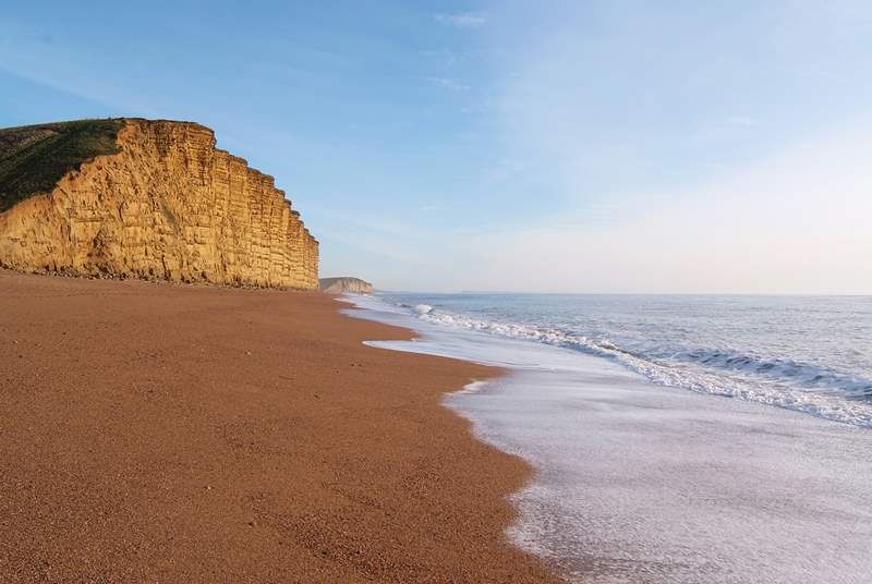 The stunning cliffs at West Bay, Bridport - just a few miles to the east of Doghouse Farm.