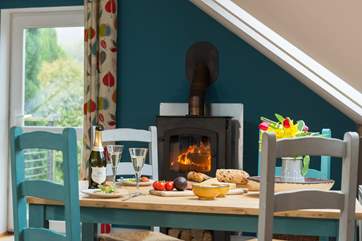 The wood-burner is a lovely addition on cooler days (plus full central heating).