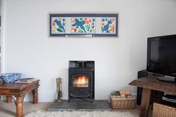 A roaring wood-burner for cooler days.