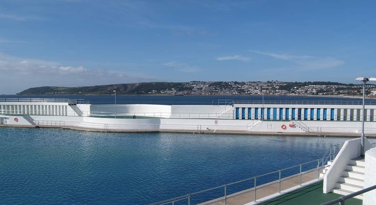 Art Deco Jubilee Pool sits overlooking the bay at Penzance, ideal for a salt water dip without the waves.