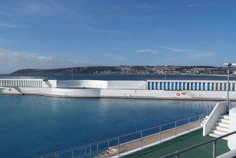 Art Deco Jubilee Pool sits overlooking the bay at Penzance, ideal for a salt water dip without the waves.