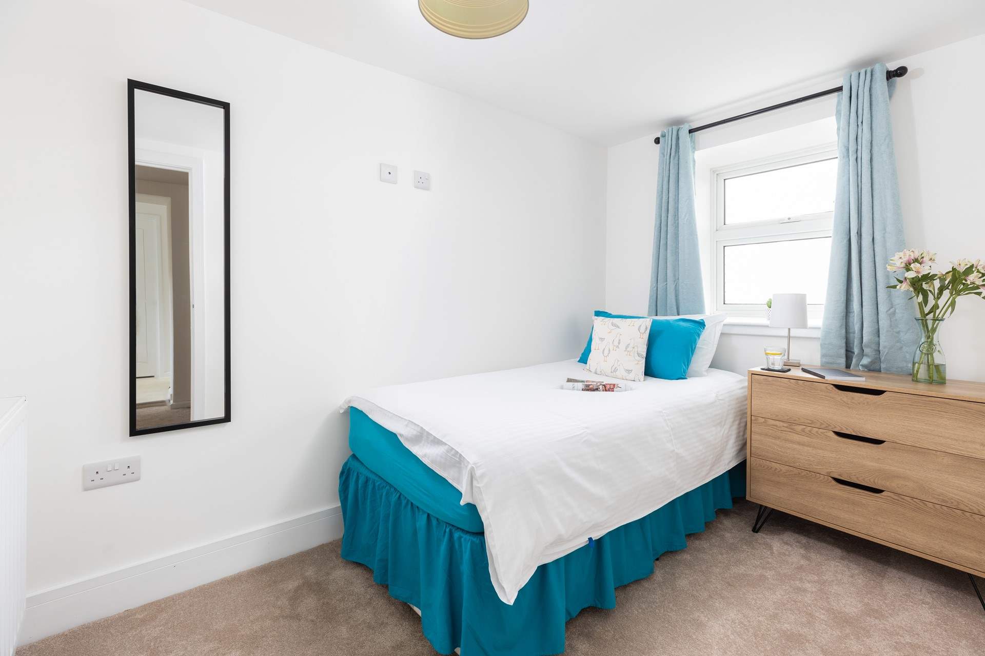 The lovely single bedroom is ideal for either a child or adult.