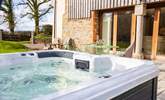 Enjoy the wonderful hot tub on the patio directly outside the barn. - Thumbnail Image