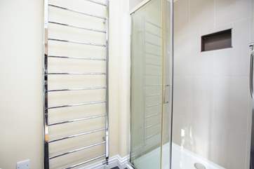 The walk-in shower.