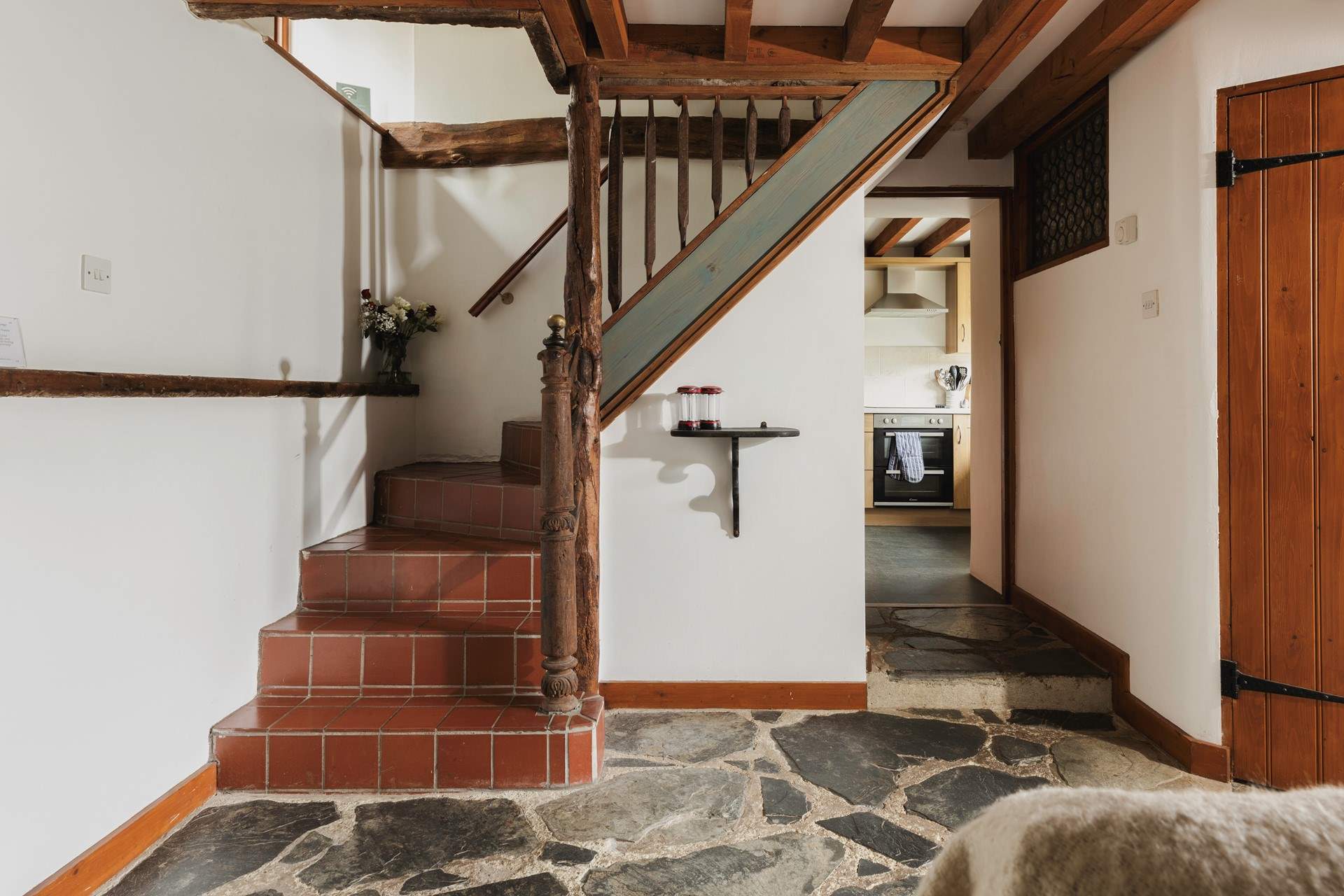 The stairs up to the first floor.