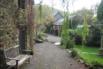 Looking down at the cottages on a misty morning.