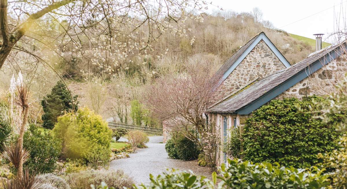 Looking down at the cottages.