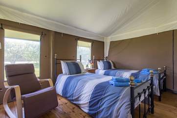 The spacious twin room.