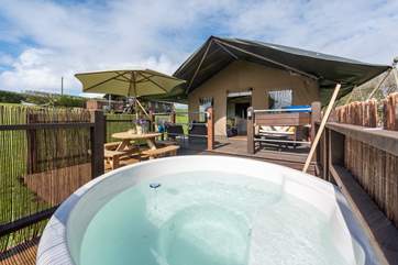 The lovely Buttercup, complete with blissful hot tub.