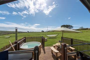 Buttercup has lovely views across the field towards the coast in the distance and the Lamorna Valley to the side.