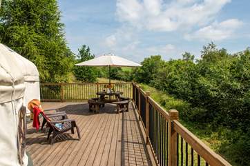 The raised deck is the perfect place to relax al fresco.
