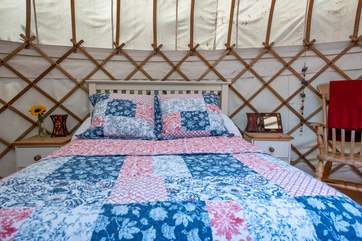 Pretty linens add to the charm.