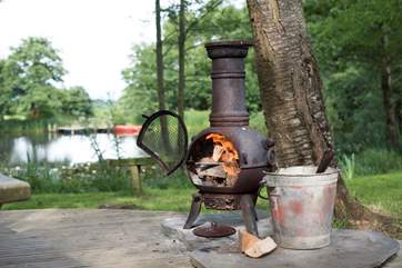 There is a chiminea provided for evening outside warmth.