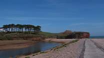 The far end of the beach at Budleigh Salterton (just over 30 minutes away), where the River Otter joins the sea. The river, banks and reed beds are wonderful places for nesting birds.