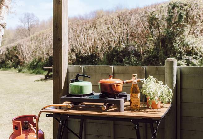 Rustle up a delicious supper on the outdoor stove. 