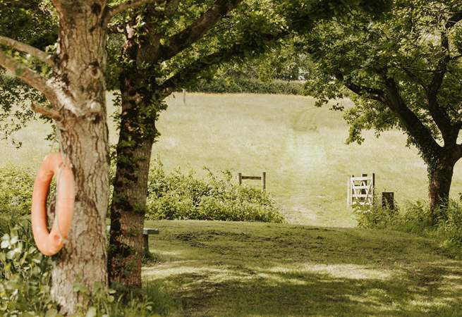 Beautiful English countryside surrounds the shepherd's hut. 