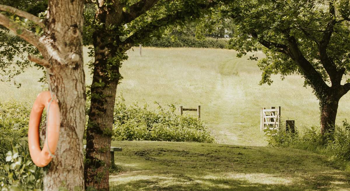 Beautiful English countryside surrounds the shepherd's hut. 