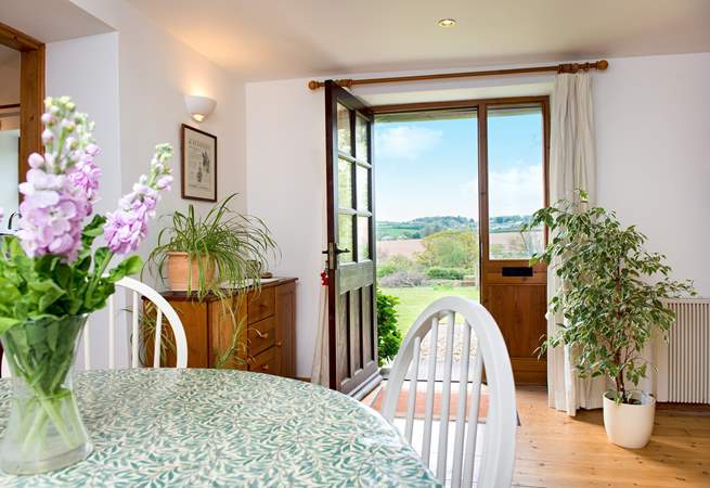 At mealtimes you can enjoy the view over open countryside.