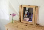 Foxglove's double bedroom has a pine chest of drawers for clothes storage.
