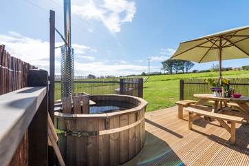 A few steps lead up to your lovely decked-area.