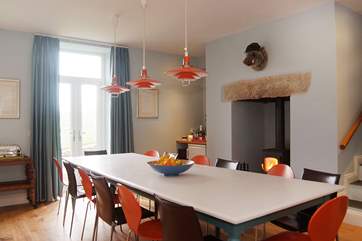 The massive dining-table easily seats 14 so you can look forward to some memorable meals together.