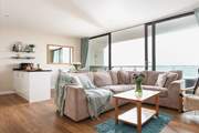 The open plan first floor has a full length balcony - and fantastic sea views whatever the time of year. You can see Lundy Island in the distance too.