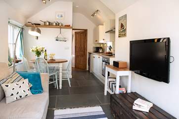 The open plan living space is lovely and cosy.
