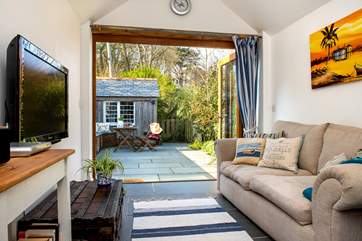 Looking from the kitchen to the private patio.