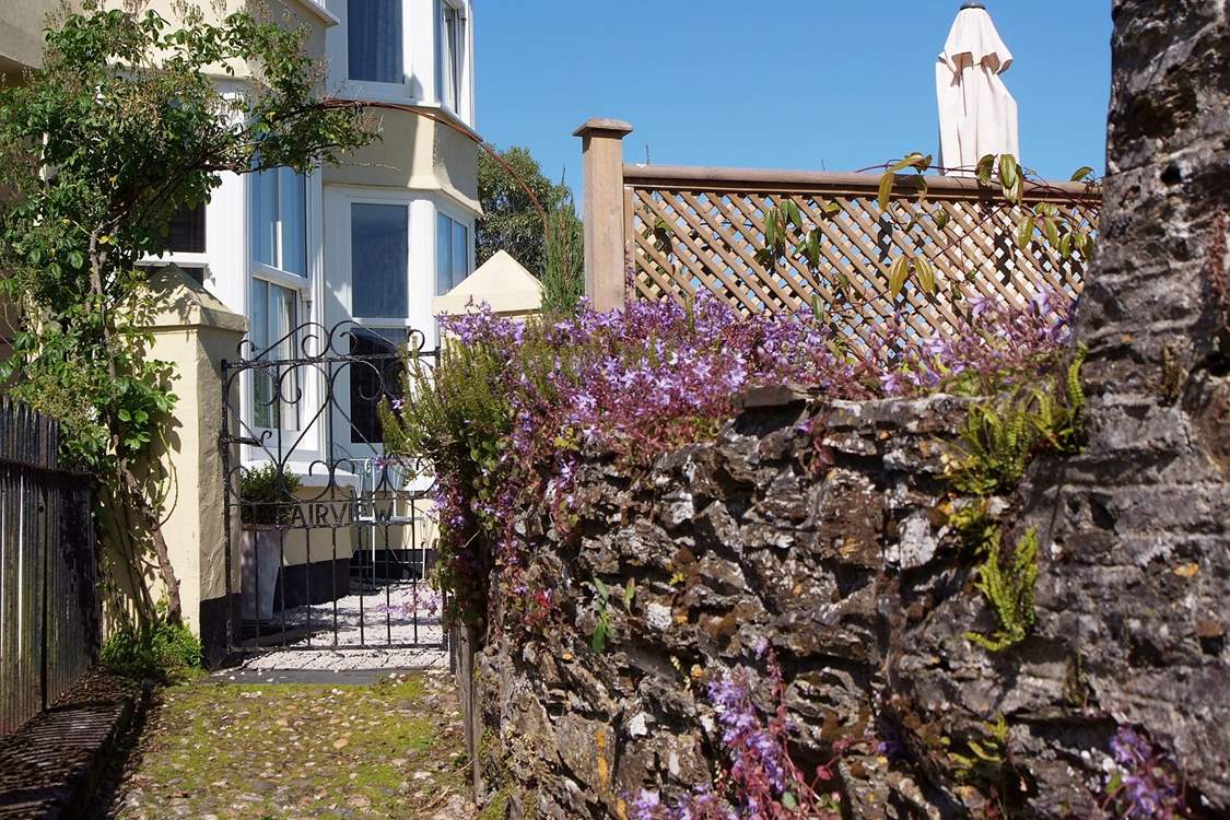 The gate to Fairview - you will easily spot it from the path as there is a sign on the wall next to the path too.
