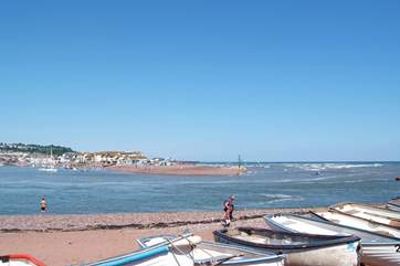 Shaldon beach, a stone's throw from the cottage, and the estuary, with Teignmouth opposite.