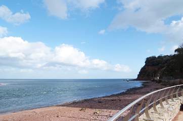 Shaldon beach with Ness Head in the background.