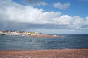 Teignmouth is on the far side of the estuary.