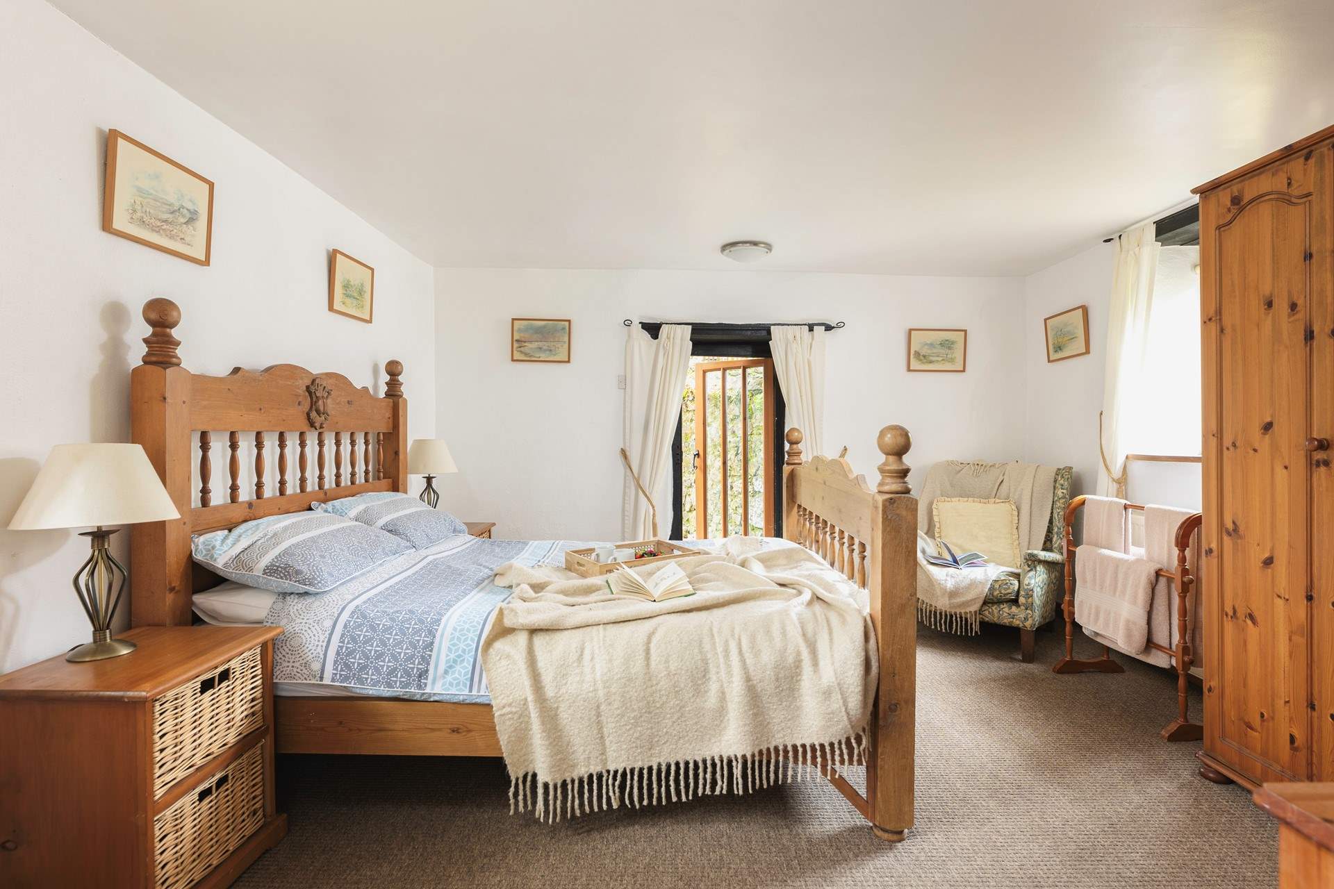 The bedroom can be found on the ground floor.