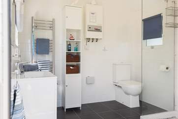 Inside the 'beach hut' is a very spacious and fully equipped shower-room including a heated towel rail and hair-dryer.