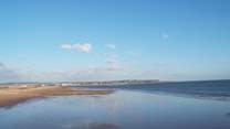 The nearby beach at Dawlish Warren.