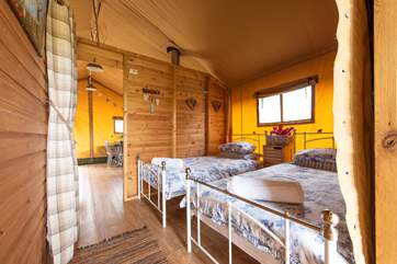 Looking through from the twin bedroom to the living space.