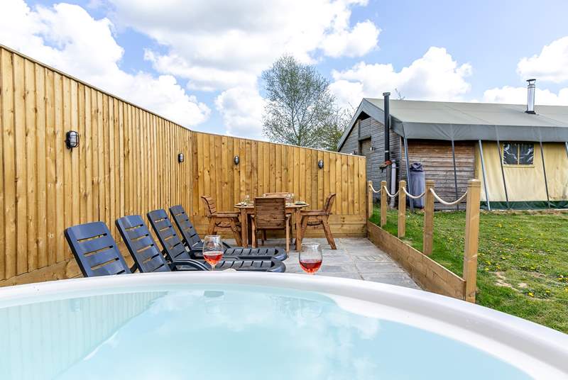 Retreat to the secluded hot tub after a delicious al fresco dinner.