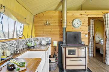 Cook up a storm in the well-equipped kitchen.