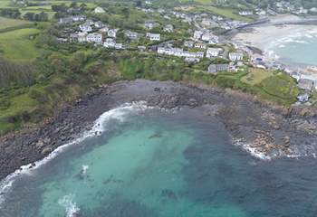 An aerial view of this unparalleled location.