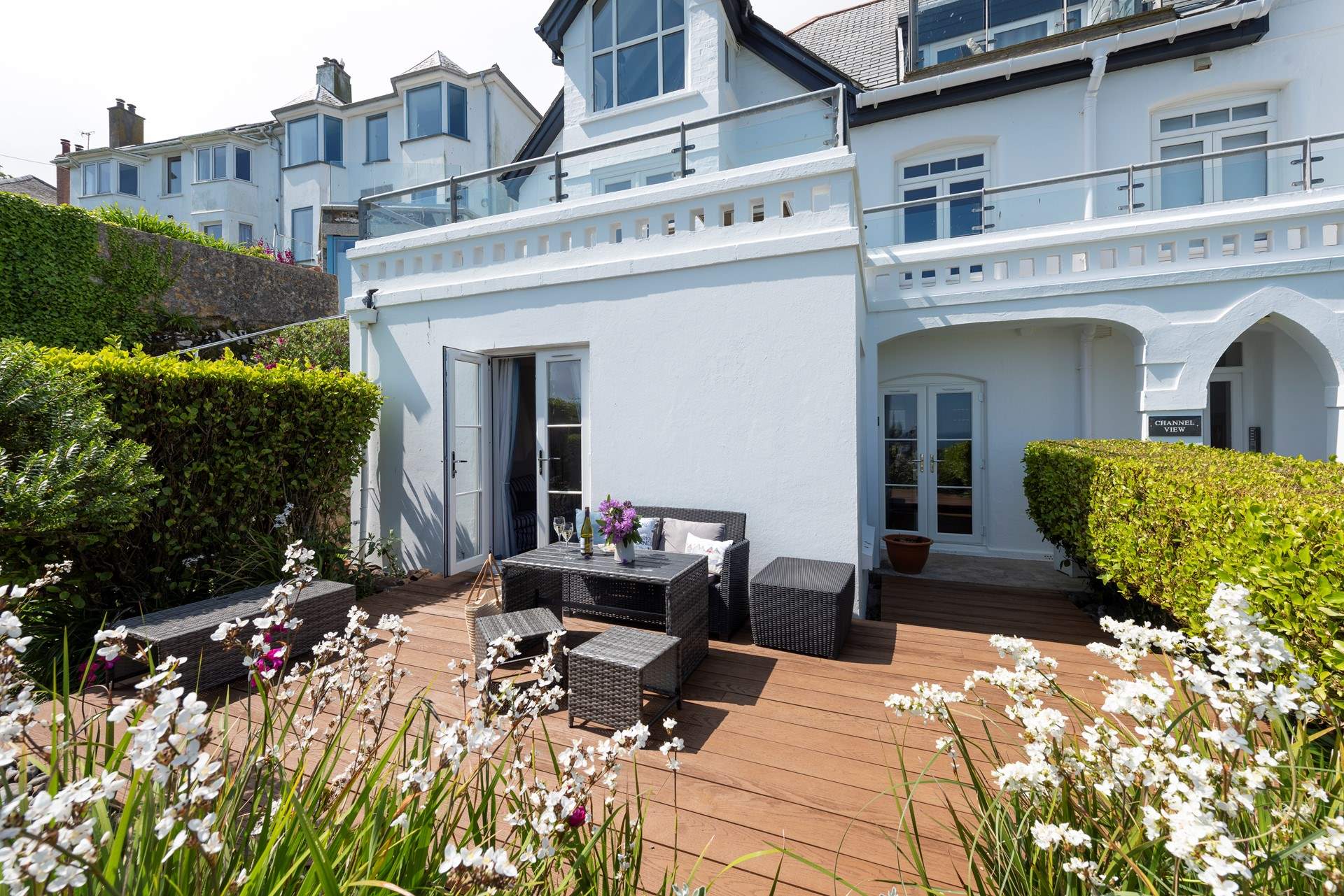 A lovely view of the garden terrace which can be a real sun-trap in summer.