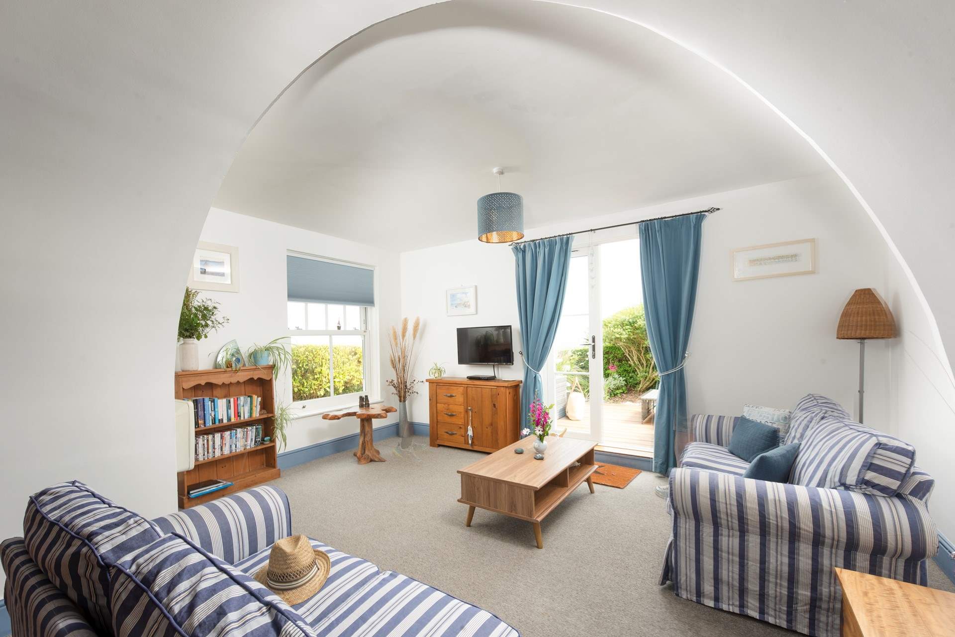 French doors open out onto the private terrace.