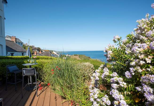 The decking area has far reaching ocean views.