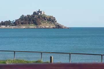 The view out over Mount's Bay from the balcony at Sea View House.