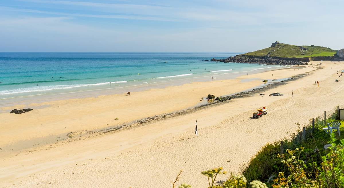 The golden sands of Porthmeor beach, St Ives.