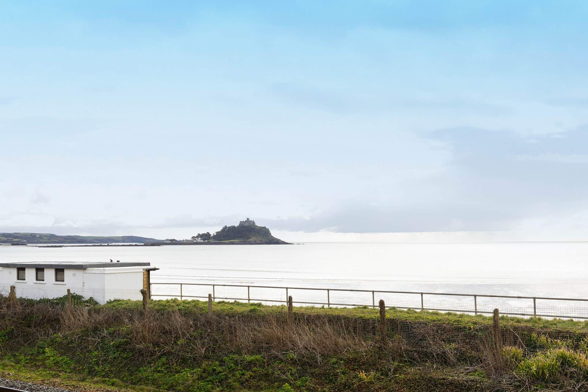 St Michaels Mount erupting from the sea, a view that never disappoints what ever the weather.