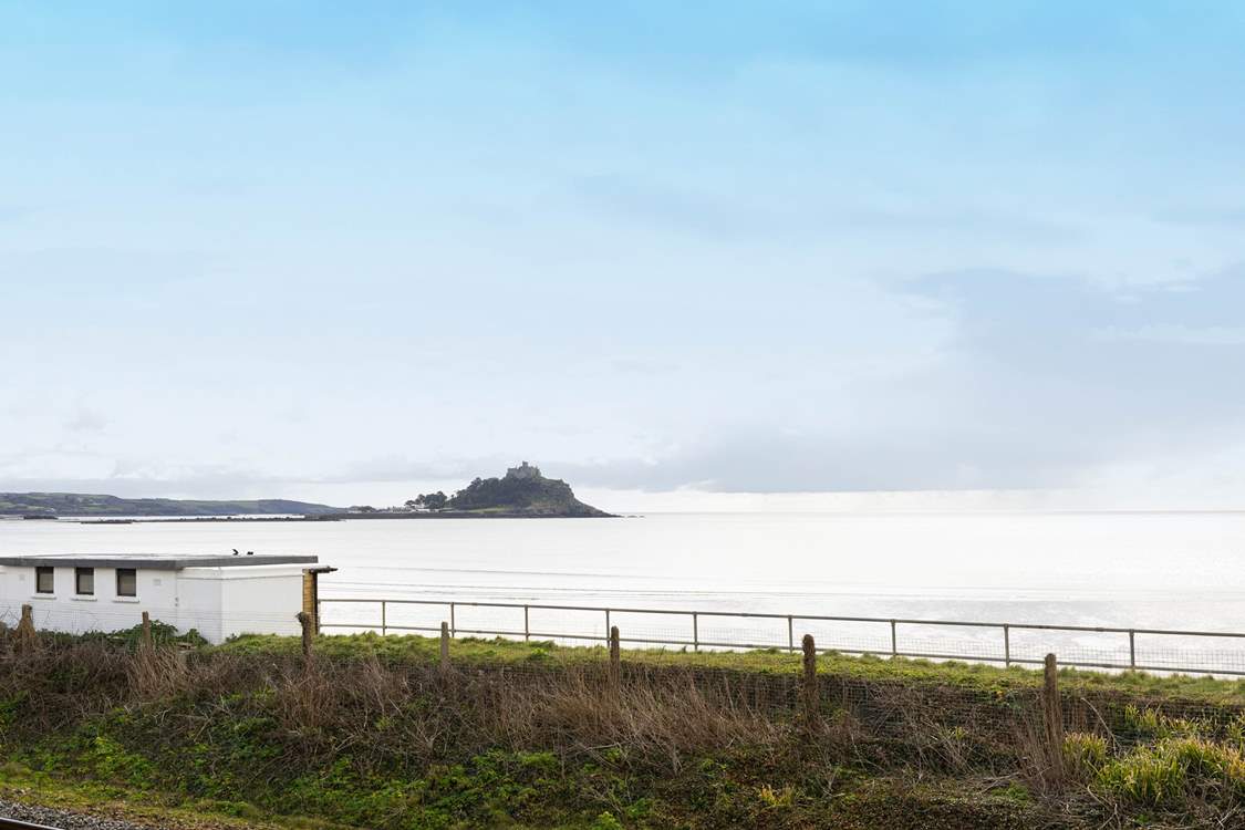 St Michaels Mount erupting from the sea, a view that never disappoints what ever the weather.