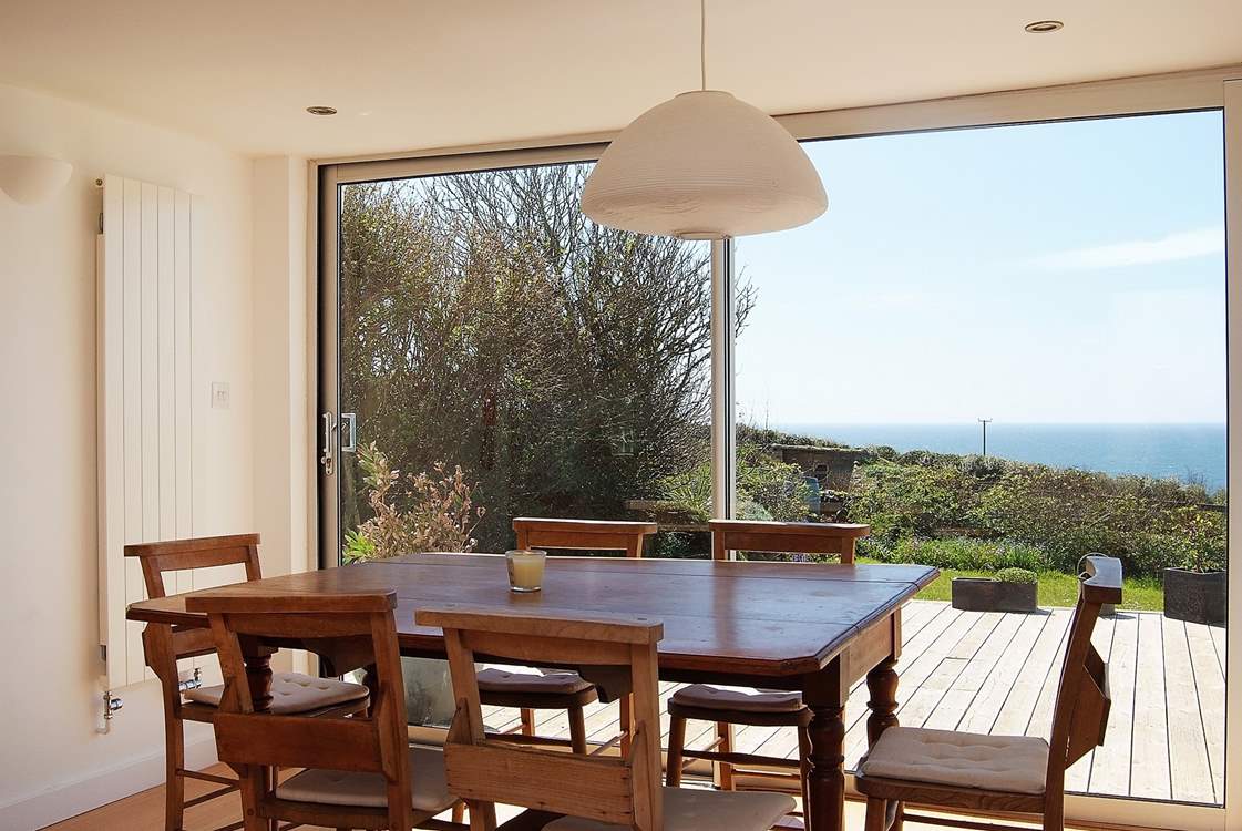 The dining-area leads out to the decked terrrace.