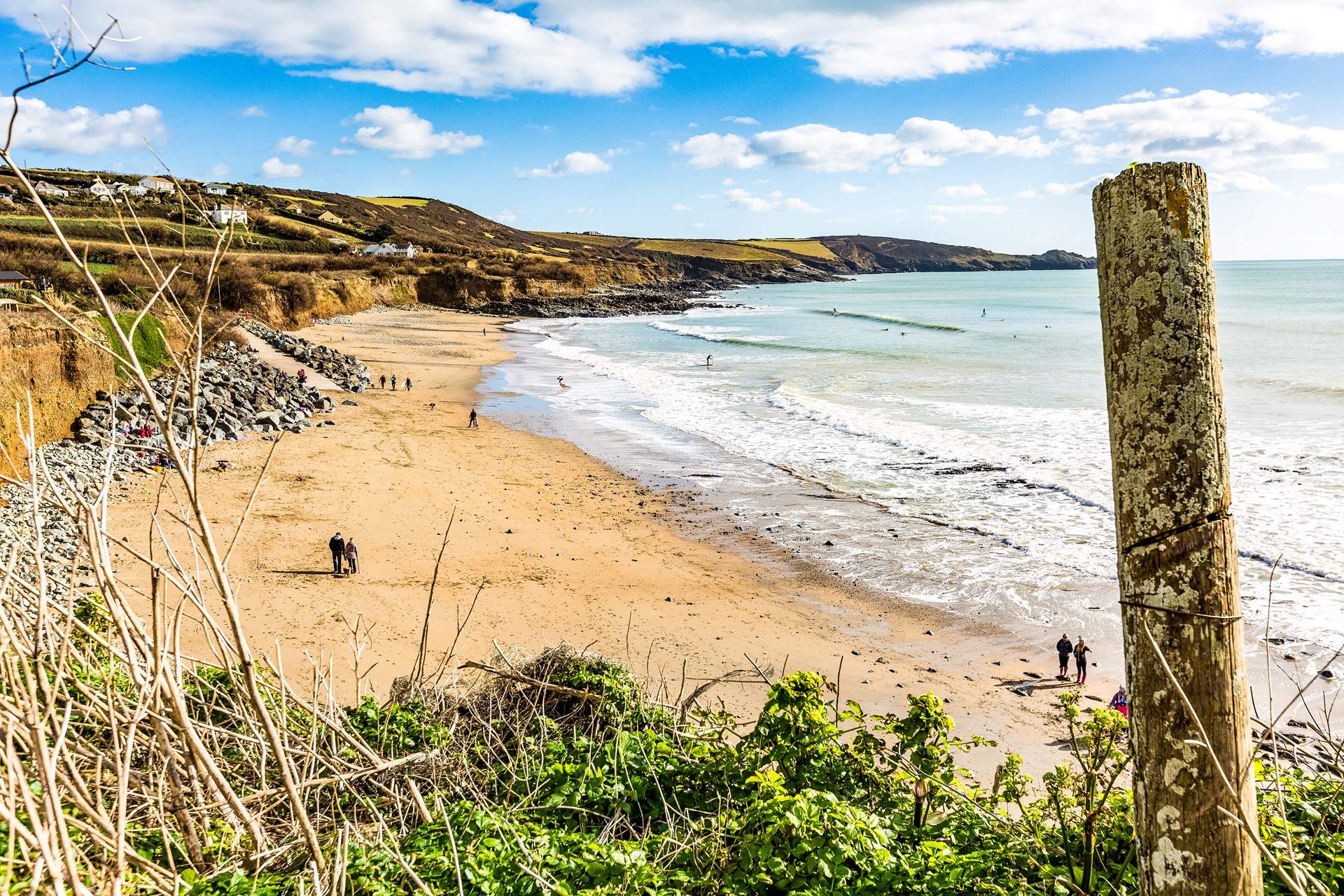 Perranuthnoe beach, seen here at low tide, is just a short drive or stomp across fields from the cottage.